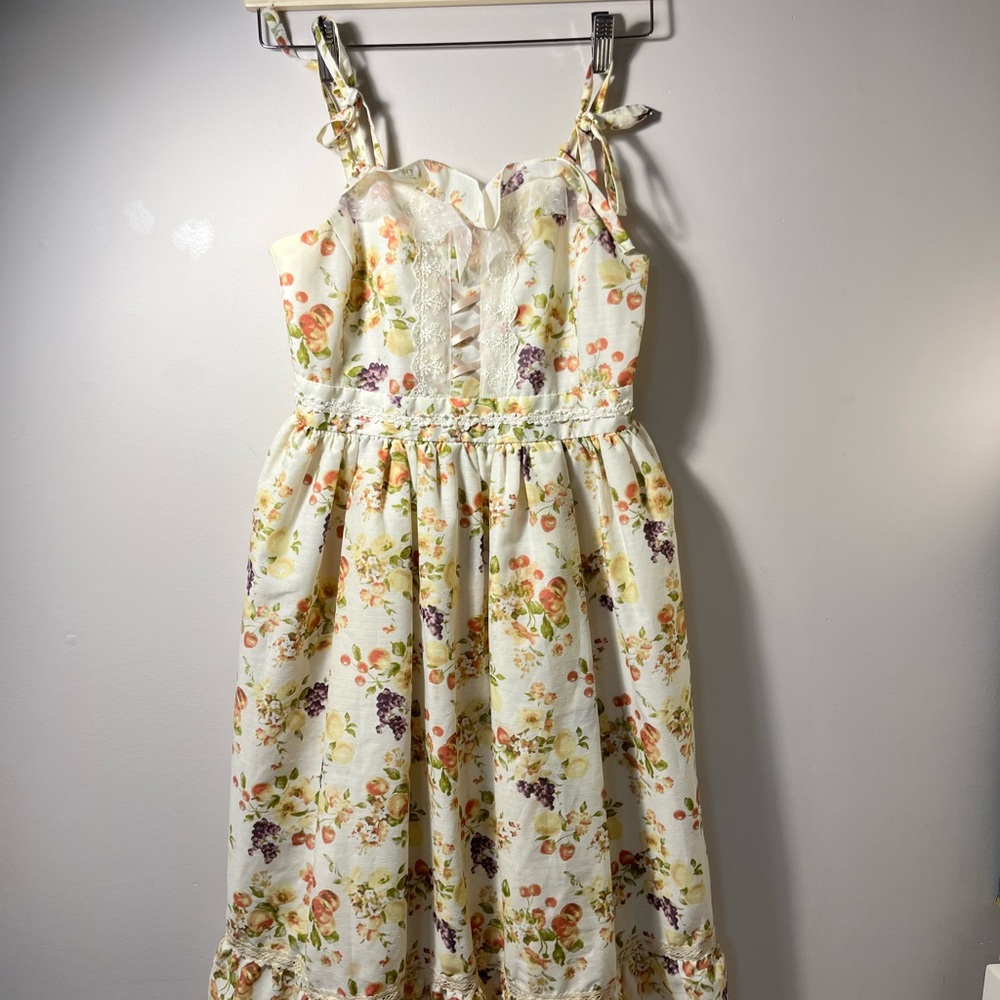 Japanese Floral Midi Sundress with laces